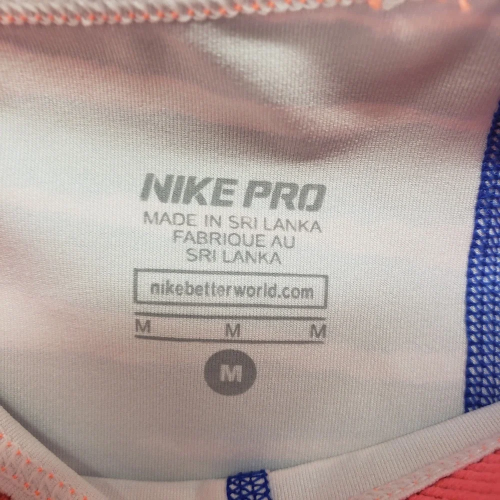 Nike Pro Abstract Zebra Stripe Capri Leggings Women M Blue Neon Pink Dri-FIT